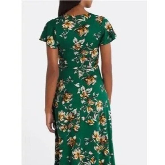 Fortune & Ivy Women's Floral Wrap Dress Size Green Black Size M NWOT - Picture 2 of 9